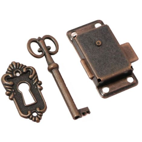 Serrures anciennes pour portes de meubles - Ensembles de serrures anciennes pour portes de meubles - Serrures anciennes avec clés - Conviennent aux armoires, placards, tiroirs et boîtes (1/5)