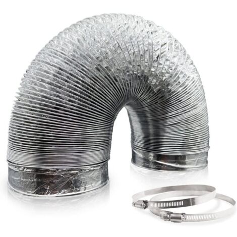 Tuyau ventilation en aluminium de 150 mm pour hotte aspirante, ventilateur tubulair(5 mètres de longueur)