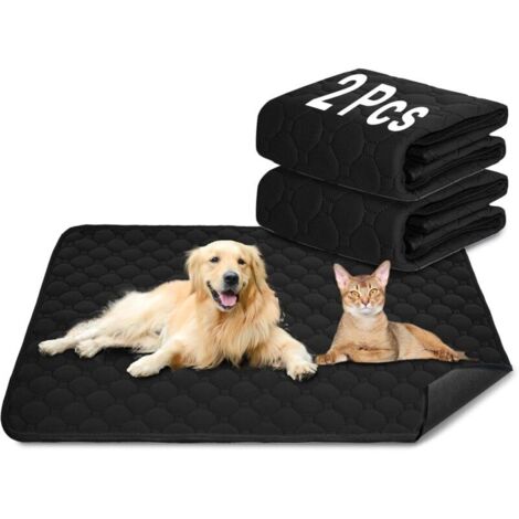 Tapis d'entraînement pour chiens et chats, lot de 2 pièces, extra-résistant, absorbant, imperméable et antidérapant, lavable et réutilisable, pour chiots et animaux de compagnie (noir, 70 x 100 (1/5)