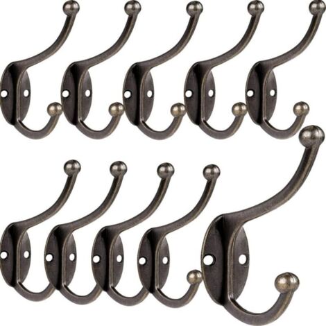 10 Pcs Rétro Crochet Patère Porte Manteau Mural Vintage Crochet de Porte Métal pour Salle de Bain Cuisine Chambre Entrée (Copper) (1/5)