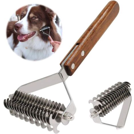 Coat King Râteau Pet Undercoat Rake Dog Dematting Peigne Pet Toilettage Brosse Outil Deshedding 17 + 9 Double Face Dents Undercoat Rake (DUAL) (1/5)