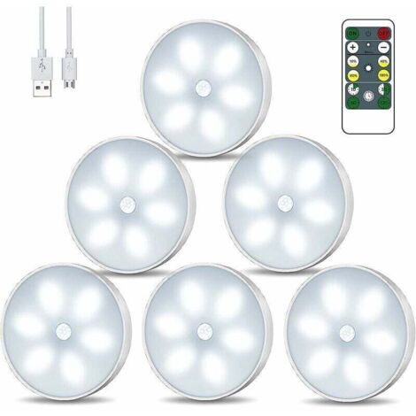 Lampe Placard Veilleuse LED, USB Rechargeable Lot de 6 Lampes de Nuit sans Fil avec Contrle Tactile et Télécommande Luminosité Réglable Lampe de Armoire Alimenté (1/5)