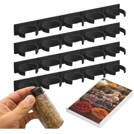 Étagère à épices pour cuisine, étagère à épices pour étagère, organisateur d'armoires et tiroirs, rangement pour 20 pots (noir)