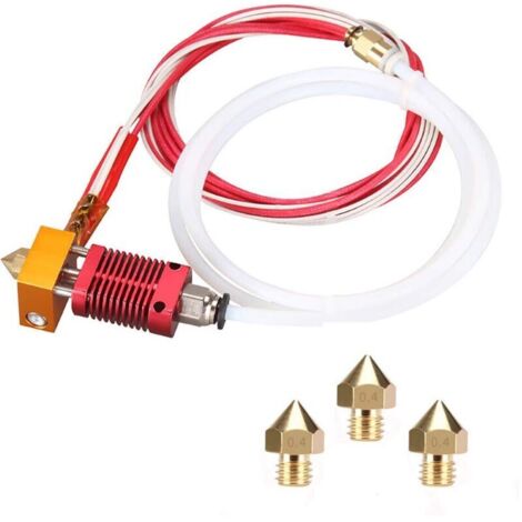 Kit de buse pour imprimante 3D MK8 Hotend Kit Compatible avec Alfawise U20 U30 Creality Ender 3 Kit d'extrémité chaude d'extrudeuse MK8 assemblé avec buse 0,4 mm 24V 40W