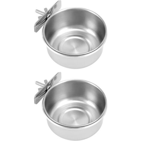 Lot de 2 gamelles à Oiseaux en Acier Inoxydable à Suspendre, Accessoires pour Cage à Oiseaux, Accessoires pour Cage à Rats (10 x 4,5 cm) (1/5)
