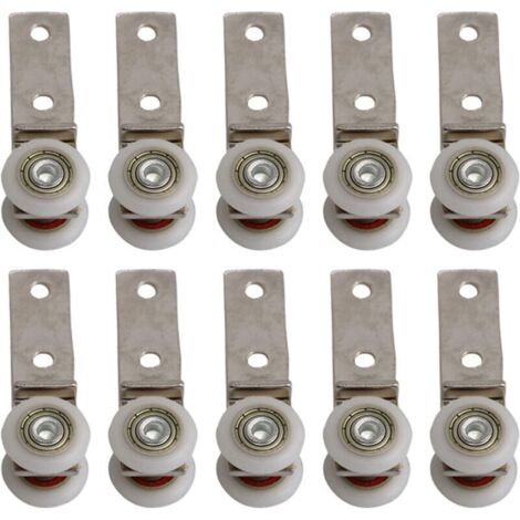 6,5 x 1,9 cm Coude de conduit en métal Roulement Bloc de poulie avec deux Plastique de roue pour porte coulissante fenêtre Cabinet (1/5)