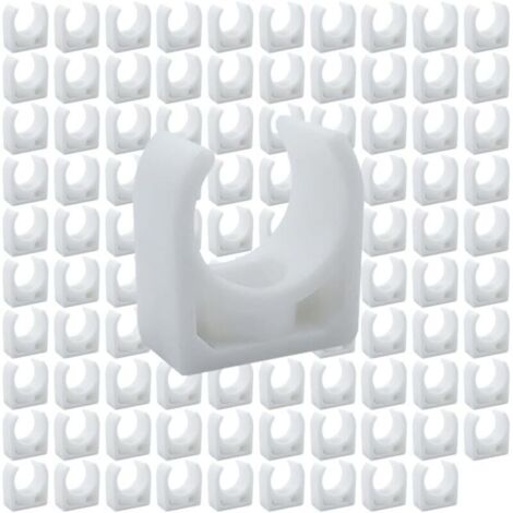 Clips de Tuyau en Plastique-100 pièces Support en U pour tuyau en PPR,Pour la plomberie et la tuyauterie,Vis non incluses(Diamètre intérieur 16mm) (1/5)
