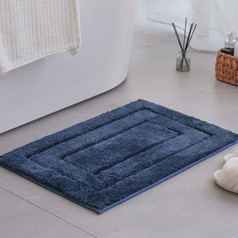 Tapis Salle de Bain 40x60 cm, Tapis Absorbant Salle de Bain Bleu Marine (1/5)