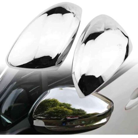Lot de 2 capuchons de rétroviseur en acier inoxydable - Compatibles avec Peugeot 2008 I - Année de construction 2013-2019 - Chromé