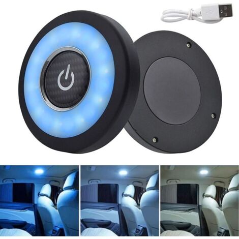 Voiture Intérieur Dôme Lumières, 12V Universelles Lampes de Lecture Veilleuse Plafonnier, Éclairagede Dôme Magnétique, Automatique de Plafond de Toit de Voiture, Lumineuses Blanc Bleu Glacier