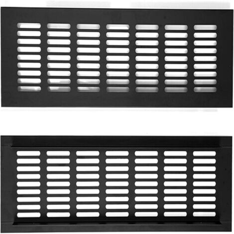 Grille de ventilation rectangulaire encastrée en aluminium pour placard et chambre, lot de 2, noir - 4 (1/5)