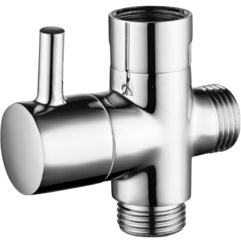 Valve 3 voies en laiton massif G1/2" Douchette Composants de Douche Raccord universels, Chrome (1/5)