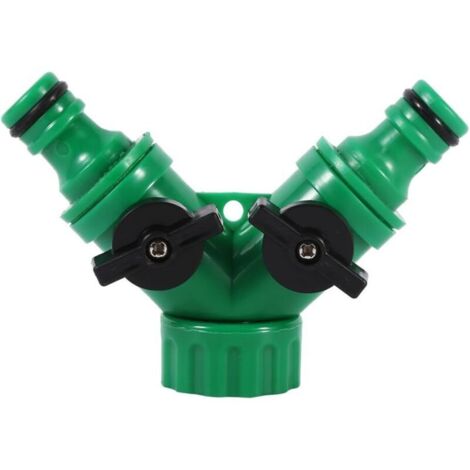 Répartiteur de Tuyau de 2 Voies, Tuyau d'arrosage d'irrigation de Goutte de Connecteur de Tuyau avec Vanne en Y Adaptateur de Robinet Poignée (1/5)