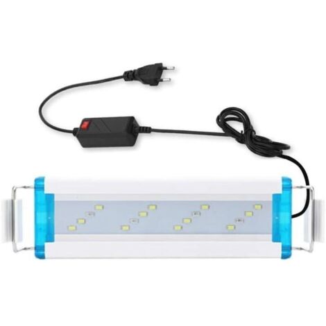 Lampe LED aquarium 18-58 cm – Éclairage à spectre complet – Lumière blanche et bleue – Supports en métal réglables