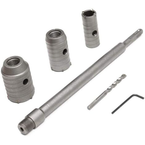 Mèche de forage en béton avec manche rond de 350 mm SDS Plus Trépan pour trou de sciage de béton Mèche de forage pour mur en pierre de ciment avec expansion de 30/40/50 mm (Argent) (1/5)