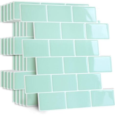Carrelage adhésif mural 12x12 pouces – Résistant à l'eau et à l'huile – Couverture 40 % surface en plus – Colle PET + PU pour cuisines et salles de bain (1/5)