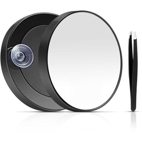 Miroir de maquillage - Miroir grossissant - Mini miroir de maquillage - Miroir portable - Grossissement x20 - Ventouse puissante - Pince à épiler en acier inoxydable - Convient pour la mise en forme (1/5)