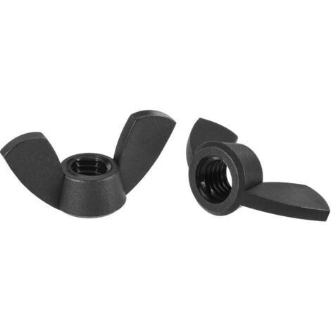 M8 Écrou Papillon Écrous à Oreilles Nylon Main Torsion Serrage Attaches Noir 12pcs (1/5)