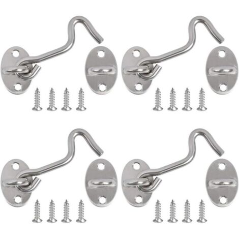 Crochet Fermeture Porte, 4PCS Crochet Cabine Verrous et Boulons pour Serrures Porte Loquet Portail Support Fenêtre pour Entretoise Silencieux Verrouillage Verrou Portail, 3 Pouce/Acier INOX (1/5)