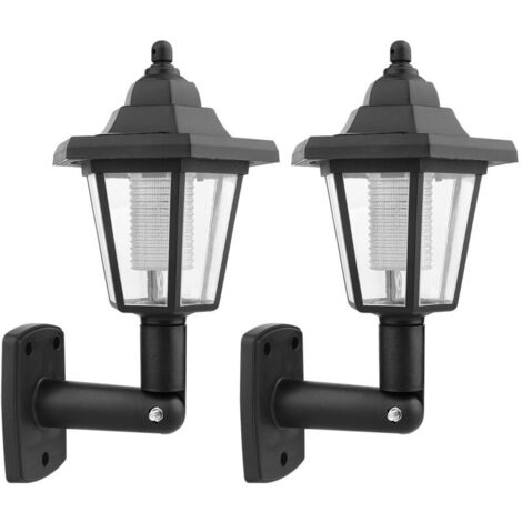 Deux appliques murales solaires, appliques murales LED extérieures résistantes aux intempéries avec capteur automatique, lampes hexagonales solaires murales fixes (1/5)