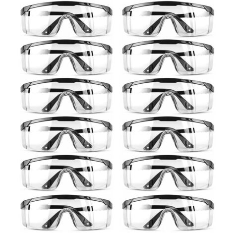 Lunettes de Protection, Lunettes Sécurité Réglables Lunette Anti Rayures Verres Transparents Bleu pour Les Lieux Travail Construction Bricolage Laboratoire Soudage(12pcs) (1/5)