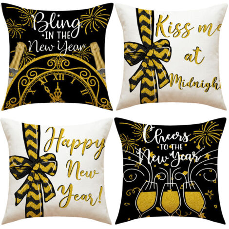 Bonne année Housses de coussin décoratives pour le Nouvel An et les fêtes d'hiver, parfaites pour décorer votre canapé ou votre fauteuil (1/5)