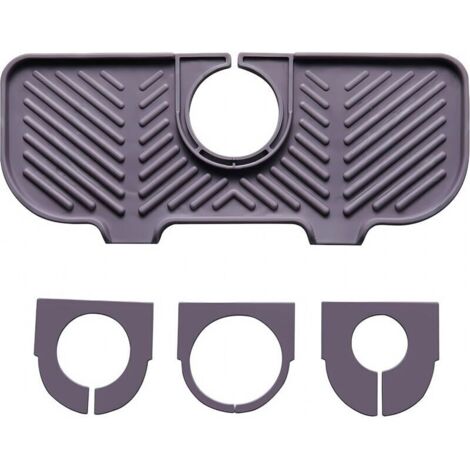 Tapis d'évier en silicone imperméable, résistant aux éclaboussures, étagère de rangement pour salle de bain, gris, convient pour la salle de bain et la cuisine (1/5)
