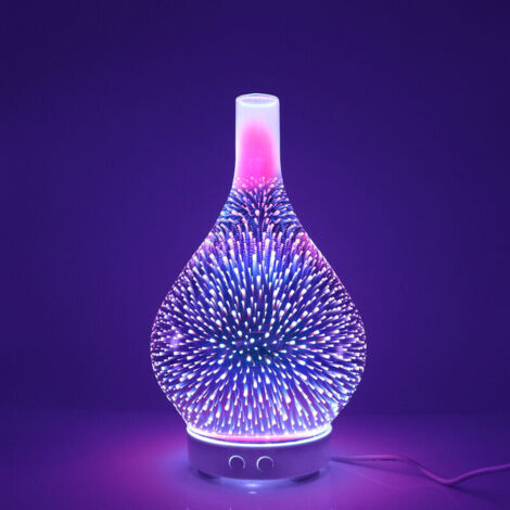 Diffuseur d'huiles essentielles 120 ML – Humidificateur d'air ultrasonique – Arrêt automatique – Lumières LED 7 couleurs – Pour bureau et spa - 3D-Glass (1/4)