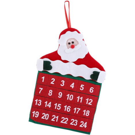Décorations de Noël en tissu avec pochettes, Joyeux Noël, Père Noël, Calendrier de l'Avent, Ornement de compte à rebours (1/5)
