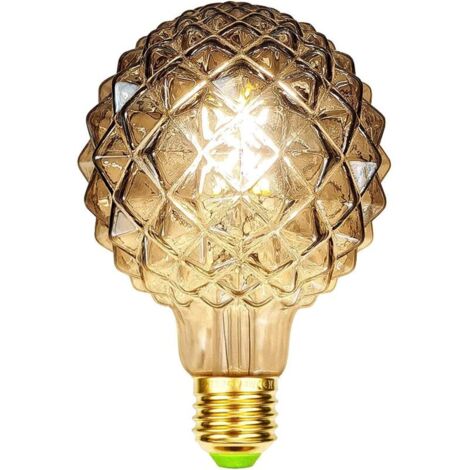 Rétro Ampoules LED Filament Edison Ampoules 4W Fumée Verre 220/240V E27 Cristal Ampoules Décoratives Art Déco G95 Cristal (Ananas) [Classe énergétique D] (1/5)