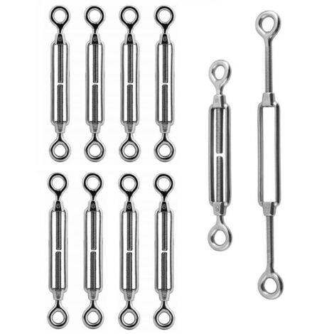 10pcs Tendeur de câble avec crochet et œillet - En acier inoxydable 304, Tendeur M6. (1/5)