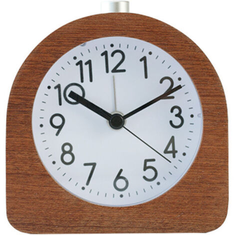 Réveil analogique en Bois - Horloge à Aiguilles Classique avec Fonctions Heure Alarme Snooze lumière - Bois foncé (1/5)