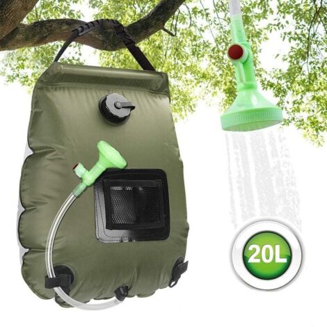 Sac de Douche Solaire Camping, 20L Solaire Sac de Douche Portable Pliant Extérieur pour Douche Température 45 °C avec Commutable Tête de Douche Chauffe Eau Solaire pour Randonnée Escalade (1/5)
