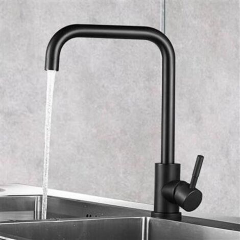 Mitigeur de Cuisine Noir Robineterrie Cuisine de 7-Forme en 304 Acier Brossé Mitigeur Cuisine 360 Rotatif avec Mousseur Démontable Robinet de Cuisine Anti-calcaire(Noir) (1/5)