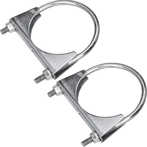 2pcs Colliers de Serrage pour Tuyau d'échappement, 89 mm U Bolt Clamp Colliers d'échappement Universel pour Raccords de Tuyaux, Montage d'antennes, Pince de Serrage (1/5)