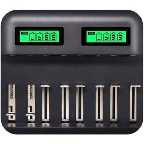 Chargeur de Piles Rapide Chargeur Intelligent avec Ecran LCD Claire Rétro-éclairé pour Piles Rechargeables AA/AAA (1/5)