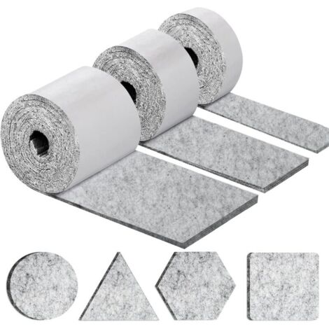 Patins pour Meubles Auto-adhésifs, Patins Chaises Meubles 3 Rouleaux (100 10cm+100 5cm+100 2cm), Tampon Chaise 4mm-Épais Patin Feutre (1/5)
