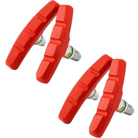 2 Paires V-Brake Patins de Frein 70mm V Bike plaquettes de frein de vélo avec écrous hexagonaux et entretoises Ensemble de blocs de Frein Vélo Set 70 mm VSP70（Rouge） (1/5)