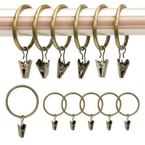 30 Pièces Anneaux Rideaux avec Pinces, 32mm Diamètre Intérieur Pince pour Rideaux en Métal, Bronze Anneau Rideau avec Pinces, Clips de Rideau Anneaux (1/5)