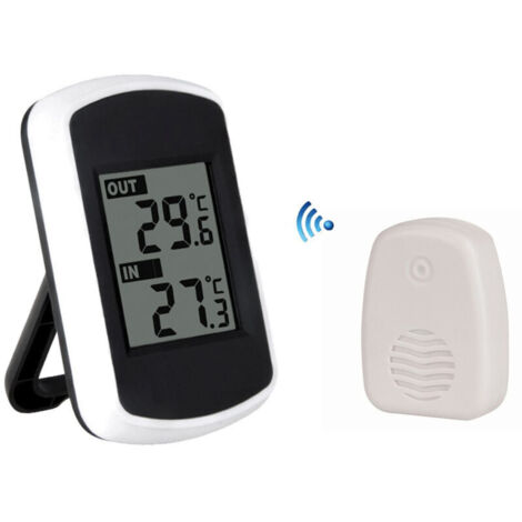 LCD Digital Thermomètre sans fil pour intérieur ou extérieur, mini capteur de température ambiante, petit précise testeur de météo dans la maison chambre et bureau, blanc