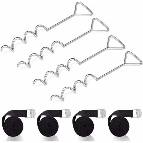Set d'ancrage pour Trampoline, À Toute épreuve Trampoline kit d'ancrage, Kit d'ancrage au Sol avec 4 Sardines et Sangles (1/5)