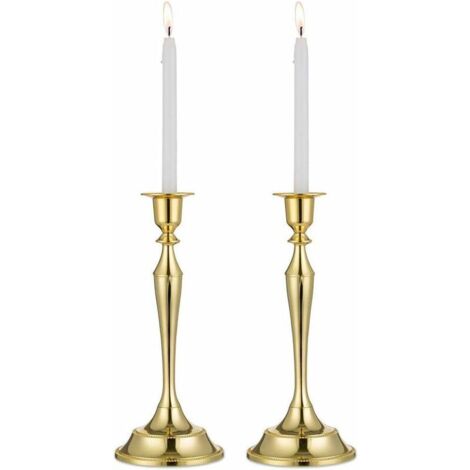Lot De 2 Bougejoir À Simple Tête, Métal en Forme De Sablier Bougeoirs Chandeliers, Compatible avec Tous Les Taille Standard Bougeoirs (Or, 2 x Grand) (1/5)