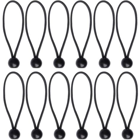 12 Pcs Black Tarpaulin Bungees Balls Tarp Bungee Cord for Banner, Tarpaulins, Pavilions, Tents, Tent Bungee Hooks, Tarpaulin Holder, Flag Poles (1/5)