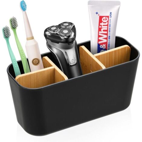 Cloisons en Bambou Porte Brosse à Dents, 5 Compartiments pour Brosses à Dents et Dentifrice Support Brosse a Dent, Multifonctions Rangement Brosse a Dent Adaptés au Bureau Salon Cuisine (1/5)
