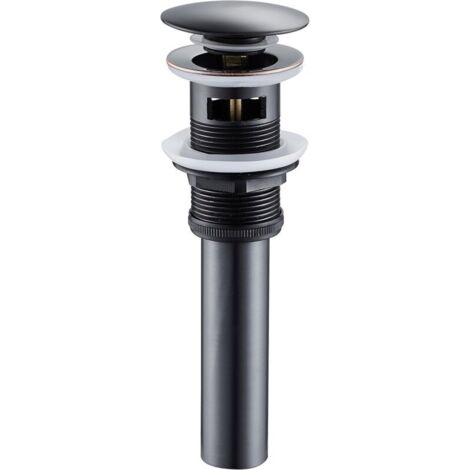 Bonde de vidange Pop Up Push Open avec Trop-Plein pour Lavabo Évier Soupape de Vidange en Laiton Couleur Noir (1/5)