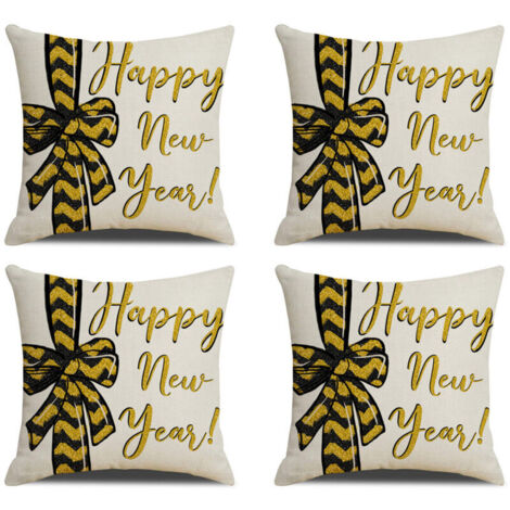 Bonne année Housses de coussin décoratives pour le Nouvel An et les fêtes d'hiver, parfaites pour décorer votre canapé ou votre fauteuil (1/5)