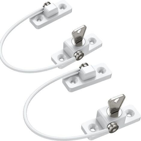 Sécurité Fenêtre Enfant,2pcs Protection Fenetre Enfant en Alliage de Zinc Bloque Fenetre Securite Enfant PVC avec Vis et Clés, parfaits pour Portes Fenêtres-Blanc (1/5)