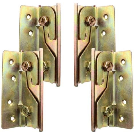 Ensemble de 4 supports de fixation robustes et résistants à la rouille pour rail de lit sans mortaise avec vis (1/5)