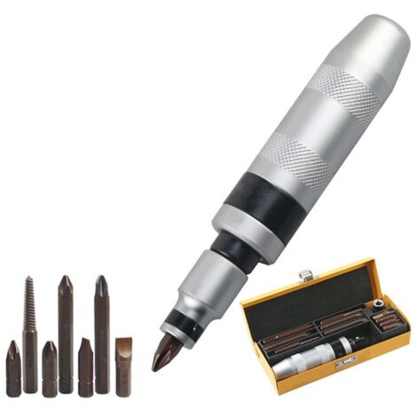 12 Pièces Kit Tournevis a Frapper, 1/2" Manuel Impact Driver Avec 11 Pièces Mèches(Plat, Cruciforme, Hexagonale), pour Tourner Les Fixations Coincées, Attaches Rouillées (1/5)