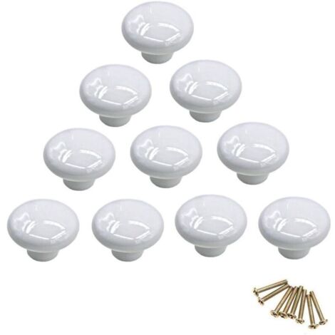 Lot de 10 boutons de placard ronds colorés en céramique à trou unique pour tiroir, placard, commode, porte (1/5)